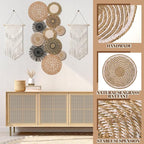 Tatuo 11 Pcs Boho Wall Basket Decor Decorative Bulrush Woven Basket Wall Decor Art Round Farmhouse Hanging Baskets for Kitchen Rustic Home Summer Decorations, Multi Sizes(Flower)