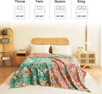 Boho Throw Blanket for Couch Sofa Chair Cotton Spring Breathable Blankets for Bedroom Living Room All Season Soft Lightweight Reversible Floral Embroidery Throws 50"x60" Home Decor