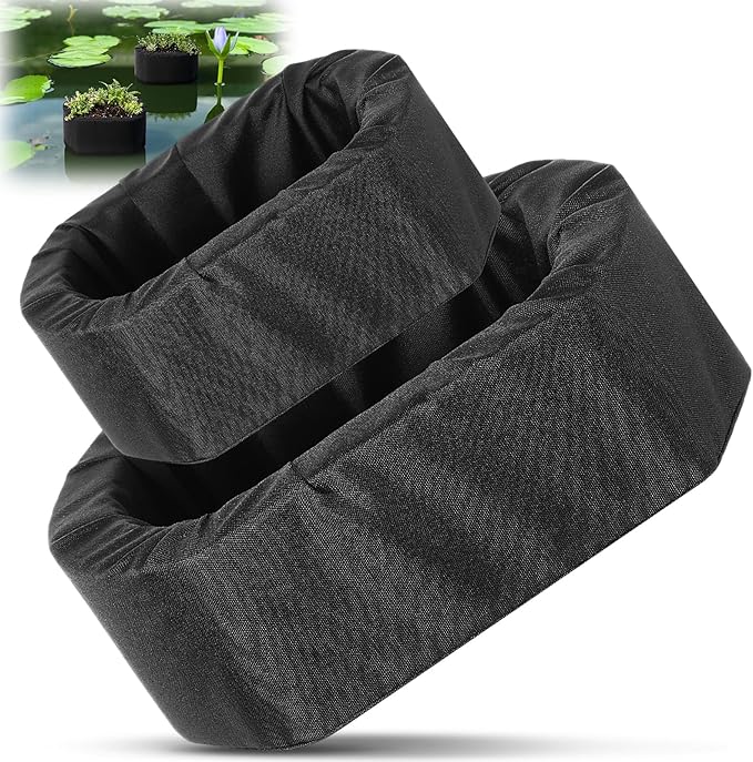 2 Pcs Floating Pond Planter Woven Fabric Floating Planters for Ponds Hydroponics Ponds Water Features and Decorations (Oval,9 Inches/ 5.5 Inches)