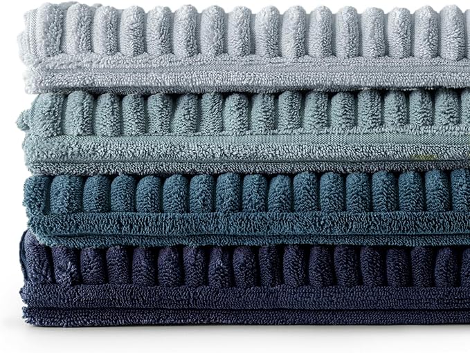 MIULEE Dusty Blue Navy Farmhouse Throw Pillow Covers 18x18 Inch Set of 4 Boho Patchwork Gradient Cushion Cases Western Modern Pillow Cases Corduroy Home Decor for Couch Sofa Living Room Bed