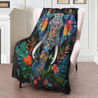 Tribal Elephant Flannel Blanket 50x60in,Vibrant Colorful Mandala Boho Design with Jungle Floral Accents,Soft Lightweight Throw for Nature Lovers,Bohemian Decor and Spiritual Soul Gifts Blankets