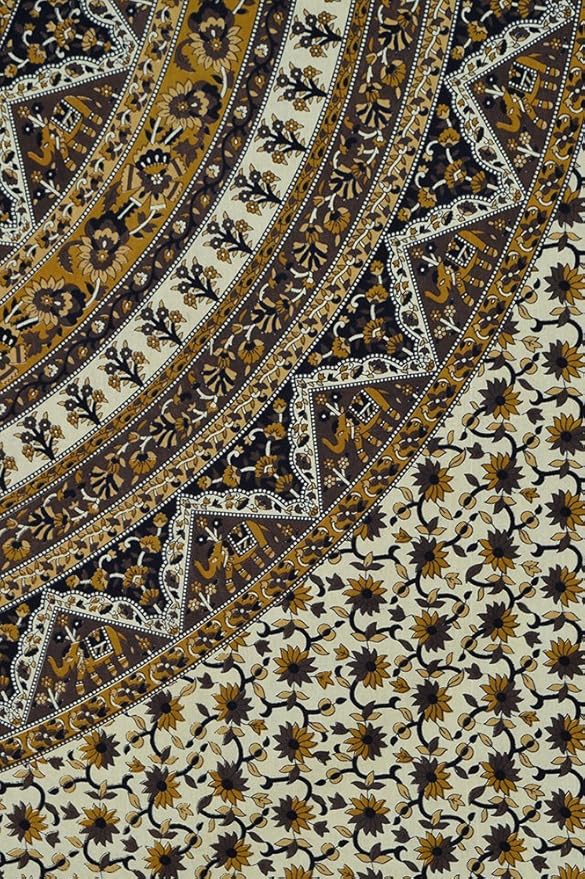 Popular Handicrafts Wall Hanging Tapestry For Bedroom Hippie Mandala Bohemian Psychedelic Hippy Intricate Floral Design Indian Tapestries Bedspread 84 x 90 Inches (215cm x 230cm) Brown