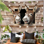 Viajar Funny Donkey Tapestry Wall Hanging, Funny Farm Country Animal Rustic Farmhouse Decor Tapestries Hippie Tapestry Wall Hanging Home Decor Dorm Livingroom Bedroom Wall Blanket, 80X60 Inches