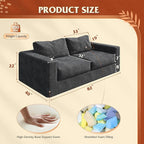 WLIVE 82'' Boneless Loveseat, Couches for Living Room, Bean Bag Couch for Adults, with Pillows, Giant Floor Couch, Plush Sofa, Grey, Loveseat