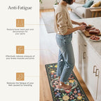 GENIMO Kitchen Mats for Floor 2PCS, Cushioned Kitchen Rugs Non Slip Washable, Farmhouse Anti Fatigue Mat Waterproof, Comfort Standing Mat Rug for Office, Home, Laundry, 17.3"x59"+17.3"x30", Black