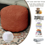 Oslimea Round Ottoman Foot Rest 20 x 15 Foot Stool Ottoman Pouf with Foam Chunk Filling for Living Room, Floor Poufs Foot Rest for Bedroom, Spice Corduroy
