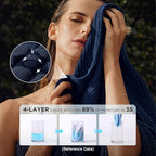 Bedsure 100% Cotton Muslin Throw Blanket Twin XL for Bed - 4-Layer Breathable and Lightweight Thin Soft Summer Gauze Muslin Blankets for Adults, Navy Blue, 66x90 Inches