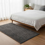 Charcoal Gray 3x5 Jute Rug Braided Construction - Farmhouse Woven Carpet - Mid-Century Modern Floor Covering for Bedside, 3' x 5'
