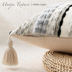 Kevin Textile 14x36 Inch Long Lumbar Pillow Cover 1 Pack Boho Decorative Rectangle Cushion Case Throw Soft Chenille Thread Woven Tufted Textured Farmhouse Accent for Living Room Couch Sofa Bed, Black