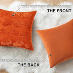 decorUhome Decorative Two Rust Pumpkins Thanksgiving Throw Pillow Covers 18x18 Set of 2, Soft Chenille Jacquard Farmhouse Textured Pillow Covers for Couch Bed Sofa Autumn Harvest Halloween Holiday