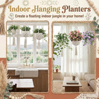3 Sets Patterned Woven Plant Hanging Baskets with Lights and Hooks, Macrame Plant Hanger, Hanging Planters for Indoor and Outdoor Plants, 3 Sizes of Boho Hangers for Planter Baskets