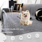 ROOMLIFE Gray Couch Cover Boho Sofa Covers for 3 Cushion Couch Washable, Furniture Protector Sofa Couch Cover for Dogs, Soft Chenille Sofa Slipcover, Couch Throw Blankets with Tassels 71 '' X 134''