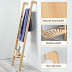 Taozun 66in Boho-Style Blanket Ladder for Living Room Decor, Wall-Leaning Farmhouse Display Towel Rack for Throw Quilt with Ladder Shelf, Wooden Blanket and Towel Holder for Bathroom