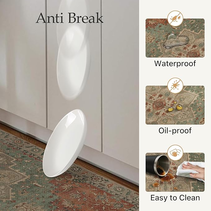 GENIMO Kitchen Mats for Floor, Washable Anti Fatigue Mat for Cushioned, 17.3"x59", Waterproof Kitchen Rugs, Non Slip Foam Comfort Standing Mat Rug for Home, Runner, Sink, Laundry, Multi