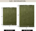 Chenille Throw Blanket for Couch 50"X 60", Soft Cozy Throws with Fringe Tassel for Bed Sofa Chair Cover, Lightweight Knitted Decorative Boho Blankets for Living Room, Olive Green