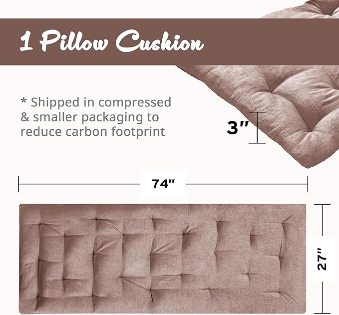 Intelligent Design Edelia Foldable Poly Chenille Light Weight Lounge Floor Pillow Cushion Tufted Seat for Meditation, Game Playing, Yoga, Reading with Travel Wrap, 74x27", Blush