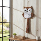 ACEDSGN Macrame Owl Wall Hanging Boho Hippy Decor, Handmade Tapestry Fiber Art Wall Decor for Nursery Bedroom Living Room, Sustainable Gift for Owl Lovers & Nature Fans