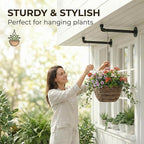 2 Pack Black Metal Pipe Plant Hanger Indoor with Hanging Chains, Industrial Window and Wall Mounted Hanging Rod Planter for Plants, Pots/Plants Not Included