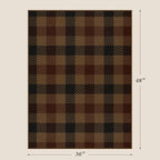 JTJ Vintage Large Door Mat Indoor Entrance - 3x4 Easy Jute Fall Rugs Outdoor for Patio, Balcony, Kitchen, Mudroom, Washable Earthy Brown and Red Checkered Elegence Décor
