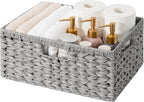 GRANNY SAYS Wicker Storage Baskets for Shelves, Waterproof Wicker Baskets for Organizing, Woven Basket for Shelves, Decorative Basket for Living Room, Grey