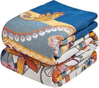Boho Throw Blanket - 90"x90" 100% Cotton Ultra Soft Lightweight Blanket, 4-Layer Breathable Muslin Blankets for Bed Couch, Reversible Yellow Floral Printed Bohemian Cotton Quilt