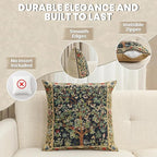 Charlotte Home Furnishings Decorative Tapestry Throw Pillow Covers 18x18 - Blue Tree of Life Floral Cushion Case - 100% Cotton Jacquard Woven Fabric - Boho Couch Accent & Elegant Home Decor