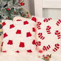 Whaline 2 Pcs Christmas Tufted Throw Pillow Covers Xmas Red White Candy Santa Hat Pillowcase Winter Pillowslip Cushion Cover for Sofa Couch Bed Home Party Decor, 18 x 18 Inch