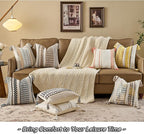 AmHoo Chenille Striped Textured Boho Throw Pillow Covers Aesthetic with Tassels Woven Decorative Pillow Case for Couch Bed Sofa Bedroom Modern Funky 18 x 18-Inch Yellow