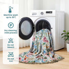 MSGKV Boho Throw Blanket 50"x60" Couch Floral 100% Cotton Blanket Spring Breathable Lightweight Farmhouse Blankets for Sofa Home Decor Muslin Guaze All Seasons