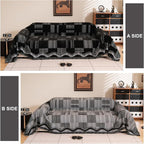 ROOMLIFE Black Couch Cover Sofa Covers, Chenille Couches Covers for 3 Cushion Sofas, Non Slip Soft Breathable Sofa Slipcovers for Pet, Washable Furniture Protector with Tassel,71''X134”