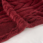 YUSOKI Sherpa Queen Size Blanket(Without Pillows)-3D Stylish Design Super Soft Blankets for Teen Girls Women Couch Bed Sofa Chair Men Boys Gift(Burgundy Red,90"x90")