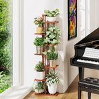 ROSSNY 55 Inch Tall Plant Stand Indoor, 7 Tier 8 Potted Bamboo Plant Stands for Indoor Plants, Corner Plant Stand, Tiered Plant Stands, Plant Shelf For Indoor, Planter Holder for Multiple Plants Indoor, Brown