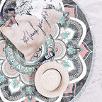 Mandala Round Boho Beach Towel Blanket, Oversized Microfiber Hippie Bohemian Absorbent Fast DRY Sand Free Circle Swim Pool Yoga Towel Table Cloth, Soft 59 inch Mediation Mat Wall Decor with Tassels