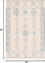 SAFAVIEH Micro-Loop Collection Area Rug - 5' x 8', Ivory & Blue, Handmade Boho Rustic Wool, Ideal for High Traffic Areas in Living Room, Bedroom (MLP476M)