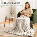 NEXHOME PRO Faux Fur Twin Blanket, Ultra Soft Cozy Warm Fuzzy Fluffy Plush Reversible Blanket for Couch, Sofa, Bed, Home Decor Gift, Tie-dye Sand 6080