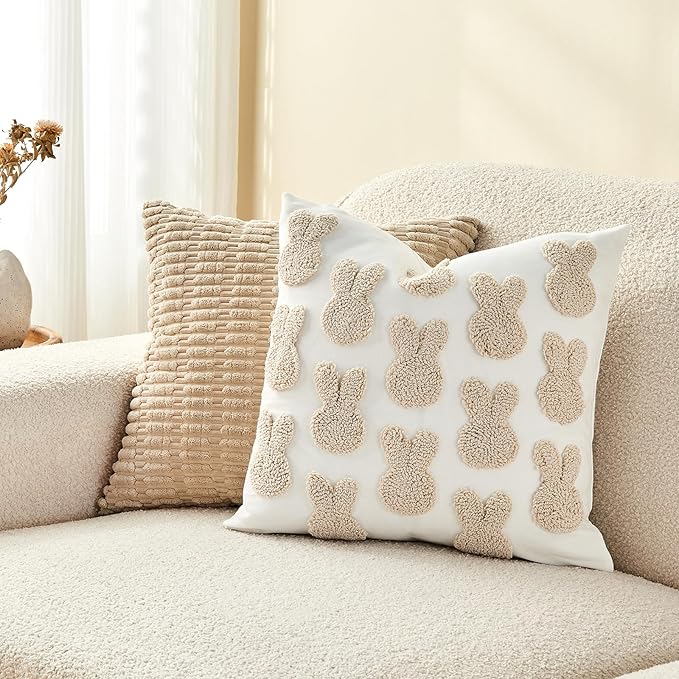 lifein 18x18 Pillow Covers-Throw Pillow Cover Tufted Boho Jacquard Pillow Covers Farmhouse Decorative Pillow Cover Pillow Cases for Gift Couch Sofa Bed Chair Living Room Home Decor