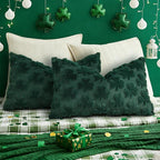 decorUhome St. Patrick’s Day Shamrock Green Pillow Covers 12x20 Inch Set of 2, Soft Plush Faux Wool Throw Pillow Covers, Farmhouse Spring Holiday Decor for Sofa Living Room
