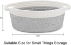 ABenkle Small Basket with Handles, Boho Decorative Rope Woven Dog Cat Toy Storage Bin Shelf Storage Organizer, Easter Christmas Gift Basket, 12"x8"x5"