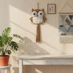 ACEDSGN Macrame Owl Wall Hanging Boho Hippy Decor, Handmade Tapestry Fiber Art Wall Decor for Nursery Bedroom Living Room, Sustainable Gift for Owl Lovers & Nature Fans