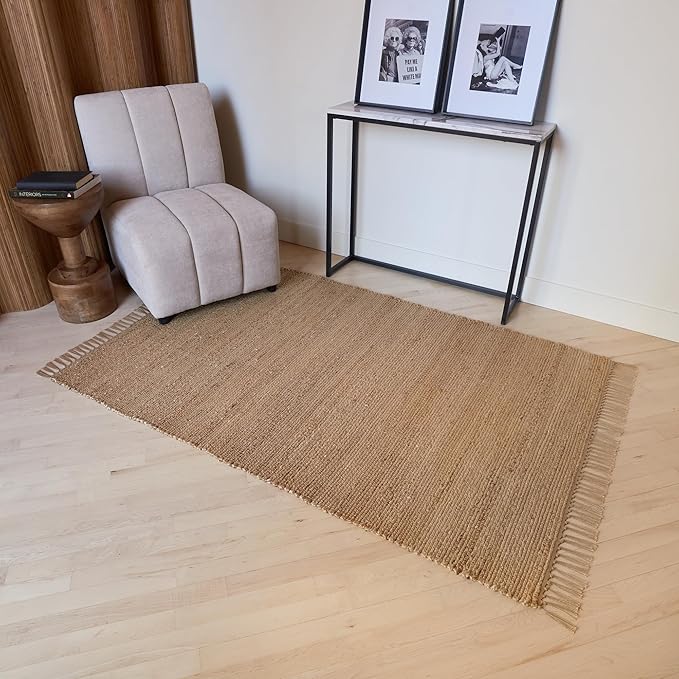 KIBAGA Beautiful Jute Area Rug for Your Home - This Natural 4x6 ft Hand Woven Rug Fits Perfectly Into Your Entry Area, Kitchen Or Living Room - Modern Braided Mat Enhances Any Boho/Farmhouse Decor