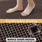 MIULEE Set of 2 Waffle Bathroom Rugs, Boho Bath Rugs Non Slip Washable, Super Absorbent Bath Mats, Ultra Soft Rubber Backed Shower Mats for Bathroom Floor, Tub, Chocolate, 17"x24"+18"x30"