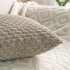 Set of 4 Taupe Decorative Throw Pillow Covers 24x24 Inch Corduroy Pillow Covers for Bed Couch Sofa Living Room Soft Square Cushion Cases