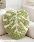 Leaf Shaped Throw Pillow - Cute Plush Plant Pillow for Couch, Sofa, or Living Room, 16.5" x 10.6" Green Monstera Decorative Cushion for Home Decor