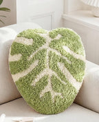 Leaf Shaped Throw Pillow - Cute Plush Plant Pillow for Couch, Sofa, or Living Room, 16.5" x 10.6" Green Monstera Decorative Cushion for Home Decor