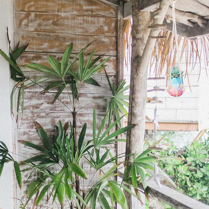 Luxshiny Bohemian Macrame Plant Hanger Hanging Planter Basket Handmade Woven Ceiling Plant Holder for Indoor Balcony Bedroom Decor