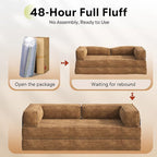 WLIVE 87'' Futon Sofa Bed, Convertible Sleeper Sofa, Folding Pull Out Couch Boneless Mattress with Fixed Frame, Corduroy, with Storage Pocket, Brown