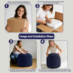Sqodok Round Stuffed Pouf Ottoman for Foot Stools, 20"x 15" Corduroy Poufs Ottoman with Shredded Foam Filling, Washable Floor Poufs Foot Rest for Living Room Bedroom Home Decor and Office Chair