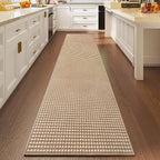 2x10 ft Hallway Runner Rug Extra Long Boho Woven Kitchen Runner Rugs Mat Non Slip Washable, Soft Hall Floor Mat Runner Carpet for Indoor Backdoor Bedroom Entryway Laundry Living Room, Brown