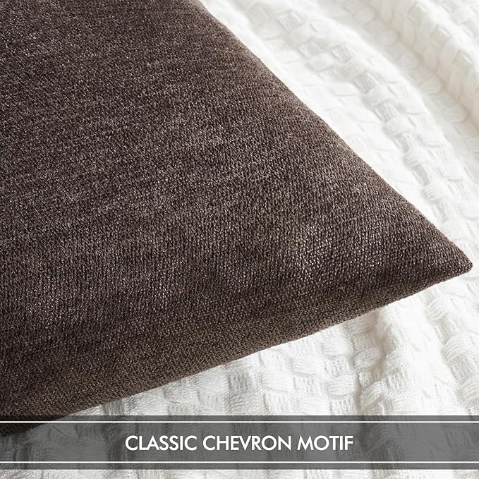 MIULEE Pack of 2 Dark Brown Decorative Pillow Covers 20x20 Inch Soft Chenille Couch Throw Pillows Farmhouse Cushion Covers for Home Decor Sofa Bedroom Living Room