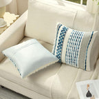 FUTEI Blue Accent Throw Pillow Covers Set of 2, 20x20 Inch Plush Tufted Striped Textured Decorative Cushion Cases for Farmhouse Boho Couch Decor